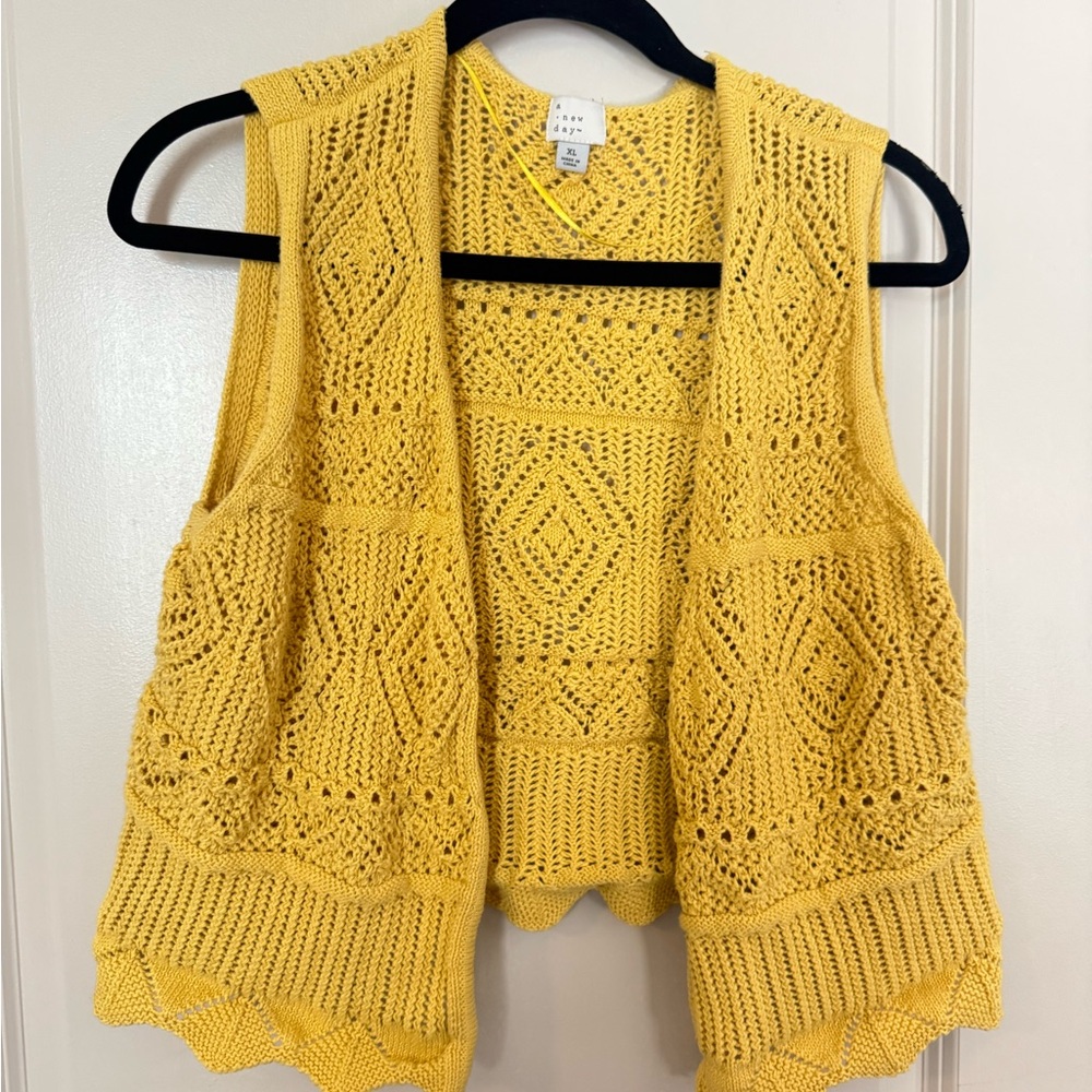 a new day Yellow Open-Front Knit Cardigan